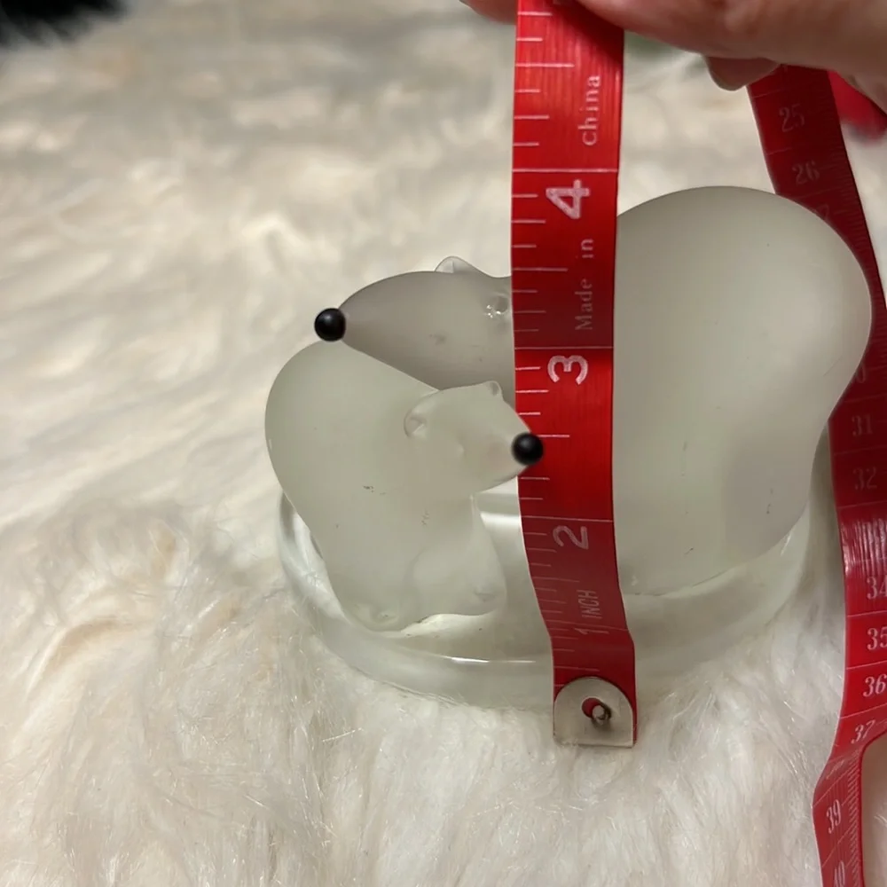 PartyLite Frosted Glass Polar Bears Candle Holder - Picture 9 of 9